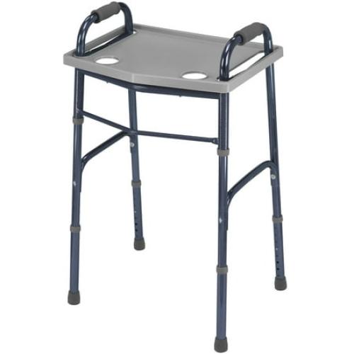Grey DMI Walker Tray with 2 Cup Holders, 21 x 16 in Fits Standard Folding Walkers, Gray – Slide-On, Raised Edges