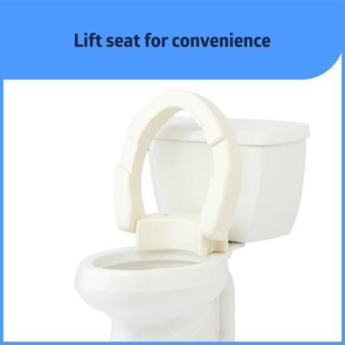 Medline Elongated Toilet Seat Riser for Seniors, Hinged, Fits Most Toilets, 400 lb Weight Capacity, White