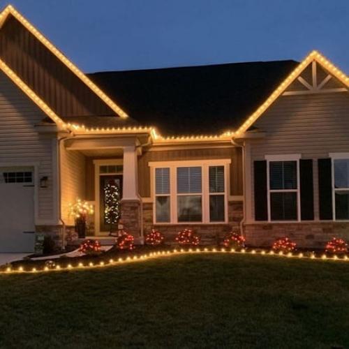 Novelty Lights C9 LED Christmas Warm White Smooth Plastic Light Set, White Wire (25 Bulbs, 25 Feet)