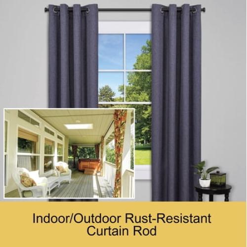 Kenney Weaver 1 Rust-Resistant Single Curtain Rod, 72-144, Black