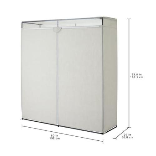 Mainstays Adult Single Steel Tier Zippered Extra Wide Clothes Closet, 60, Grey Pumice