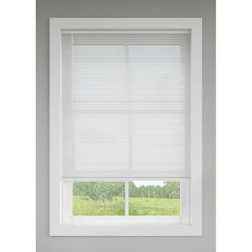 LEVOLOR Trim Go 1-in Slat Width 29-in x 64-in Cordless White Vinyl Room Darkening Full-view Standard Mini Blinds