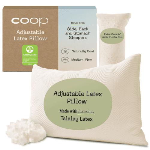 Coop Home Goods Adjustable Latex Pillow King, with Talalay Latex & Microfiber Fill, Naturally Cooling, Eco-Friendly, Medium Firm Pillow for Back, Stomach or Side Sleepers