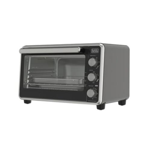 Black   Decker Crisp 'N Bake PRO 6-Slice Air Fryer Toaster Oven with Basket, Pan, Rack & Tray, Stainless Steel