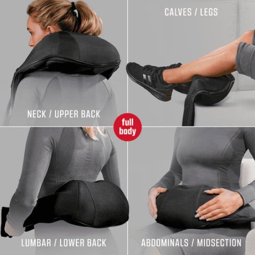 FitRx Cordless Shiatsu Shoulder, Back, and Neck Massager with Heat, USB-Rechargeable, Black