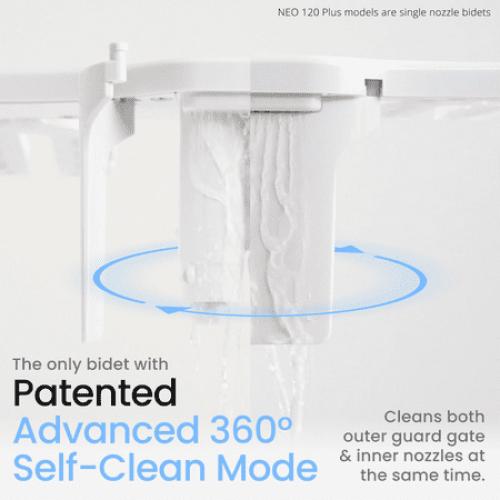 LUXE Bidet NEO 320 Plus – Warm Water Bidet Attachment, EZ-Lift Hinges, 360° Self-Clean (Chrome)