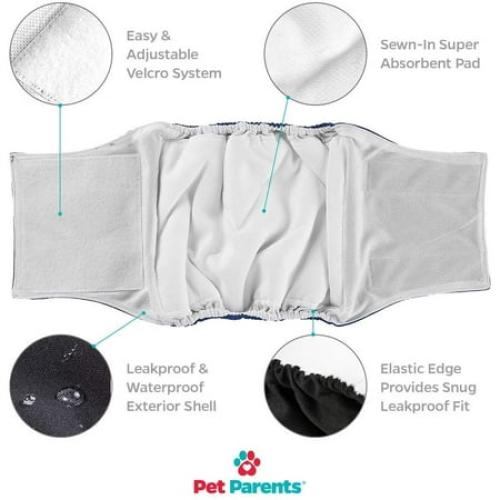 Pet Parents Premium Washable Belly Bands for Male Dogs & Extendrs, (3pack) of Male Dog Diapers & Male Dog Belly Bands, Color: Black, Size: Small Dog Diapers Male