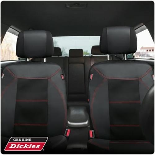 Genuine Dickies 2-Piece Black-Red Durasport Vegan Leather Universal Truck Seat Covers, 43634WDI
