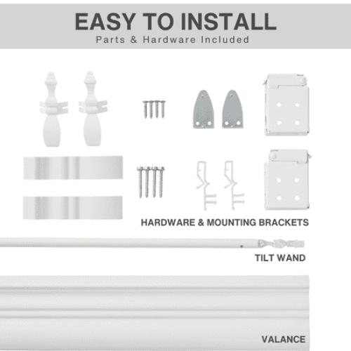 Lotus & Windoware Cordless 2 Faux Wood Room Darkening Horizontal Blind, 30 1/2 W x 60 L, Bright White, Smooth