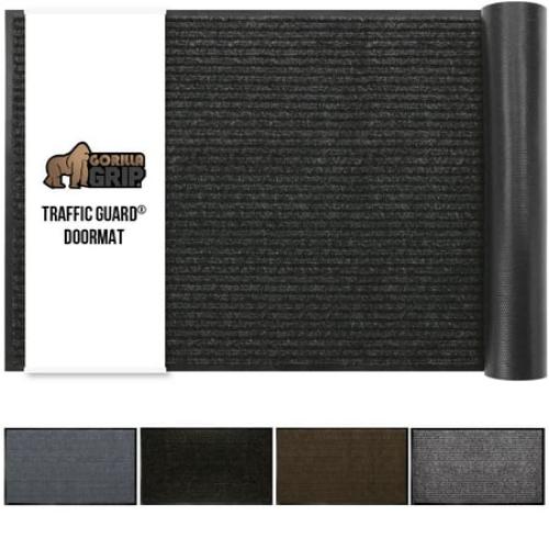 GORILLA GRIP Door Mat, Waterproof, Traffic Guard Commercial Office Doormat, 35x23, Black