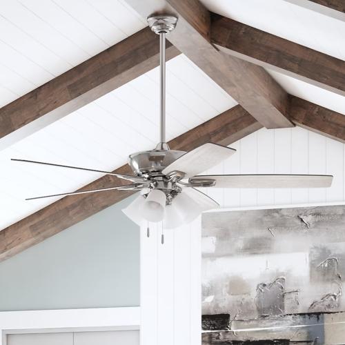 Harbor Breeze Macon Bay 62-in Brushed Nickel Indoor Ceiling Fan with Light (5-Blade)