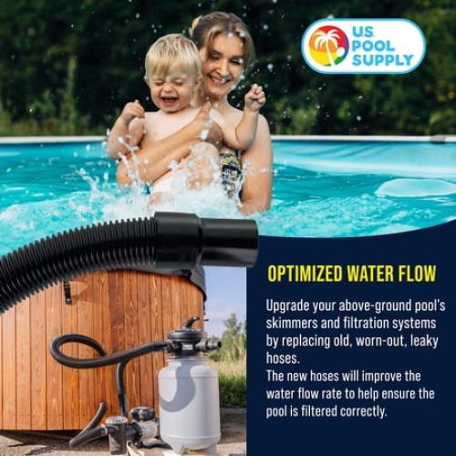 U.S. Pool Supply 6 Foot Heavy-Duty Above Ground Pool Hose, 1.5 - Black Replacement Filter Connecting Hose, Flexible Spiral Wound EVA - Compatible with Intex for Pool Filter Pumps - Skimmer Pump