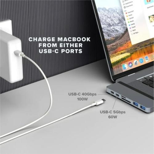 HyperDrive DUO HD28C-GRAY Docking Station - for Notebook/Tablet PC - 100 W - USB Type C - 6 x USB Ports - USB Type-C - HDMI - Wired
