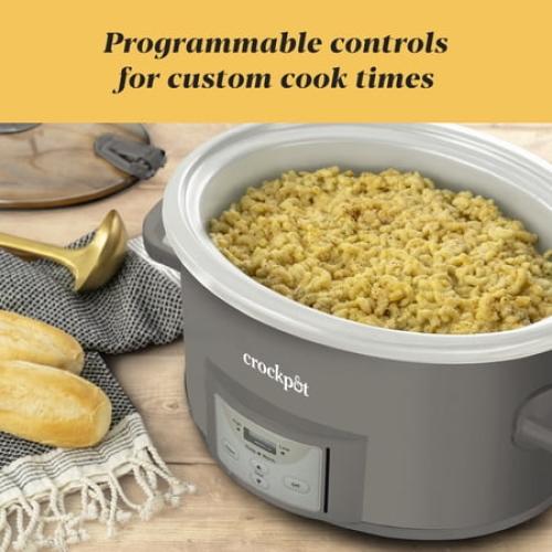 Crock-Pot 7-Quart Cook and Carry Programmable Slow Cooker, Grey