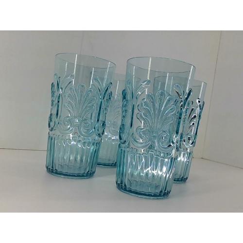 BELLAFORTE Shatterproof Tritan Tall Tumbler, Set of 4, 18oz - Myrtle Beach Drinking Glasses - Unbreakable Plastic Drinking Glasses for Gifting, Parties, New Year - BPA Free - Dishwasher Safe - Blue