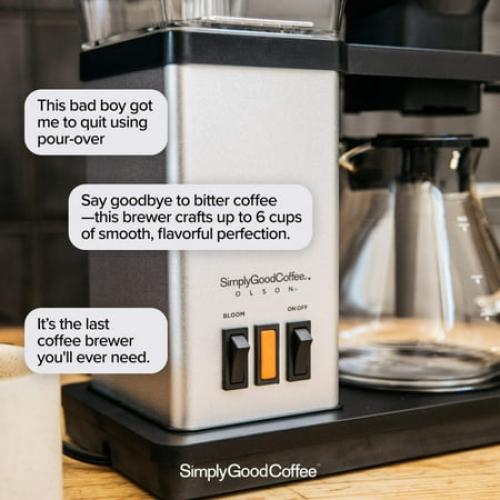 Black SimplyGoodCoffee Brewer - The best automatic drip coffee flavor possible at the flip of a switch