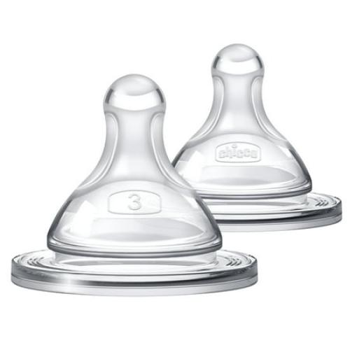 Chicco Duo 2-Pack Stage 3 Fast Flow (6m ) Baby Bottle Nipples - Clear