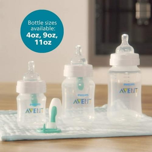 Philips AVENT Anti-Colic Baby Bottles with AirFree Vent, 4oz, 4pk, Clear, SCY701/04