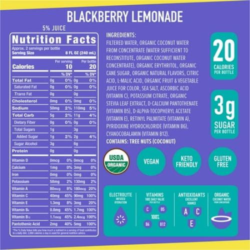 Roar Complete Hydration Organic - Blackberry Lemonade - 12 x 18 oz