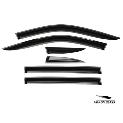 Voron Glass Tape-on Extra Durable Rain Guards for Jeep Compass 2017-2024, Window Deflectors, Vent Window Visors, 6 Pieces - 100490