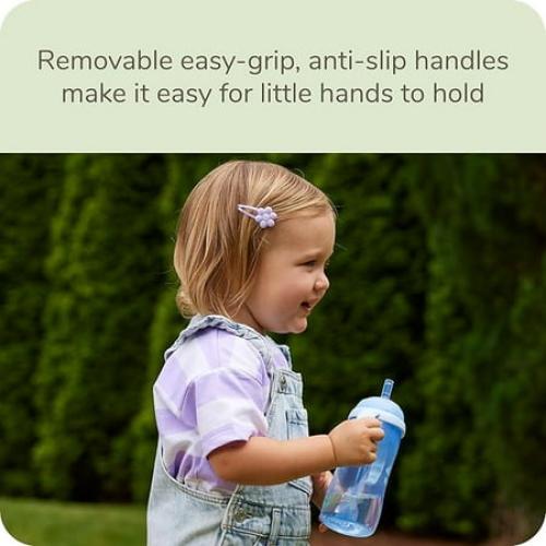 Color Blue NUK Learner Straw Cup 10oz - Toddler Cup with Soft Straw for Easy Drinking Suitable for Ages 8 Months and Up