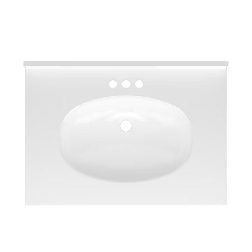 Project Source 31-in x 22-in White Cultured Marble Single Sink 4-in Centerset Faucet Mount Bathroom Vanity Top