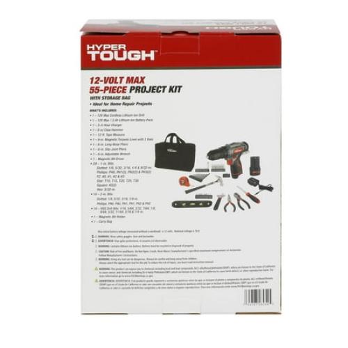 Hyper Tough 12V Max Cordless Drill Project Kit, 55-Piece, Holiday Gift