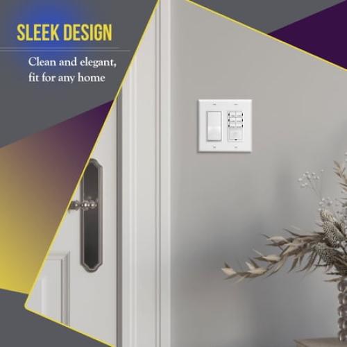 5pk ENERLITES Decorator Switch or Receptacle Outlet Wall Plate, Standard Size 2-Gang 4.50 x 4.57, UL Listed, 8832-W, White