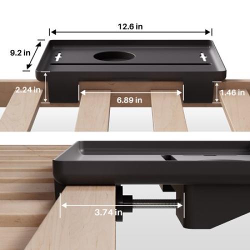 JOYMOOP Clip-On Bedside Shelf for Bunk Beds, Dorm Room Essentials, Bedside Caddy, No-Tool Install Bed Side Table Storage for Loft, Platform Beds, Nightstand Caddy for Phone, Glasses, Book, Black