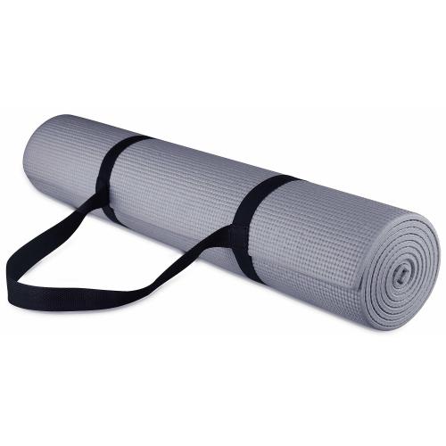 Fitvids All-Purpose 1/4-Inch High Density Anti-Tear Exercise Yoga Mat with Carrying Strap Gray