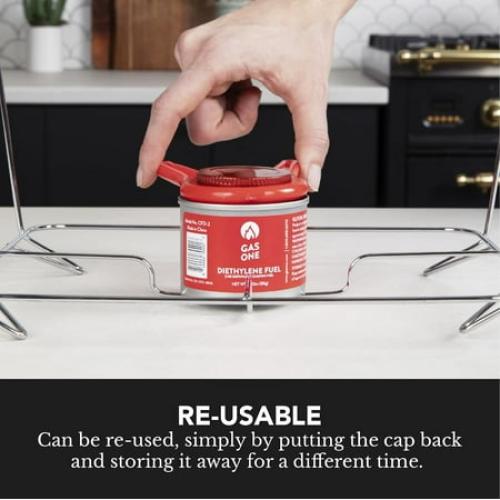 GasOne 2  Hour Chafing Fuel - Food Warmer for Chafing Dish Buffet Set - Liquid Safe Fuel with Wick & Lid Opener for Chafing Dish (Pack of 12)