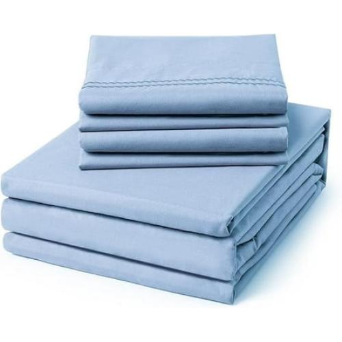 ClevaHome Queen Size Sheet Set - 4 Piece (TWIN, Chambray Blue)