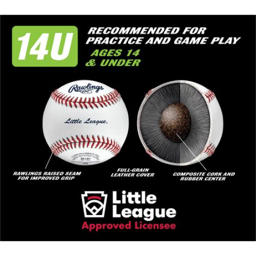 Set of 4 Rawlings 14U RLLB1 Youth Competition Grade Baseball,