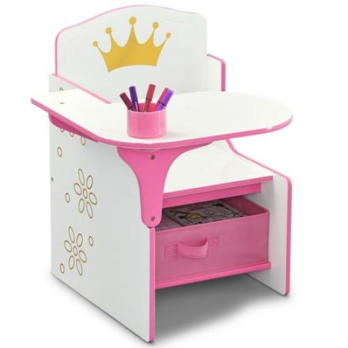 Delta Children Princess Crown Task Chair Desk with Storage Bin, Greenguard Gold Certified