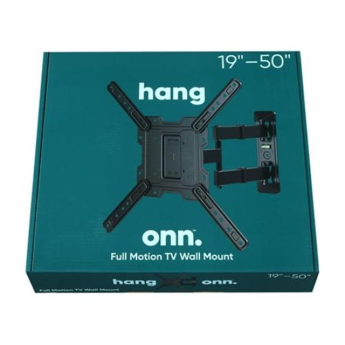onn. Full Motion TV Wall Mount for 19 to 50 TVs, up to 15° Tilting