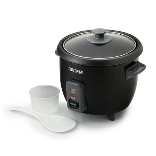 Aroma 6-Cup Electric Rice Cookers, Black - Nonstick Interior