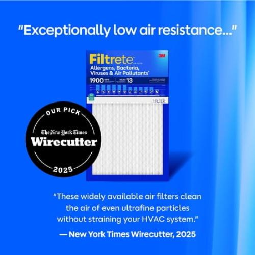 Filtrete 14x30x1 HVAC Furnace Air Filter, MPR 1900 MERV 13, Allergens Bacteria, Viruses & Air Pollutants, 2 Pack