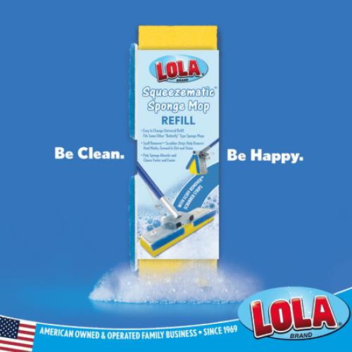 LOLA SqueezeMatic Butterfly Sponge Mop Refill, 9 Wide Super Absorbent Head - 1 CT