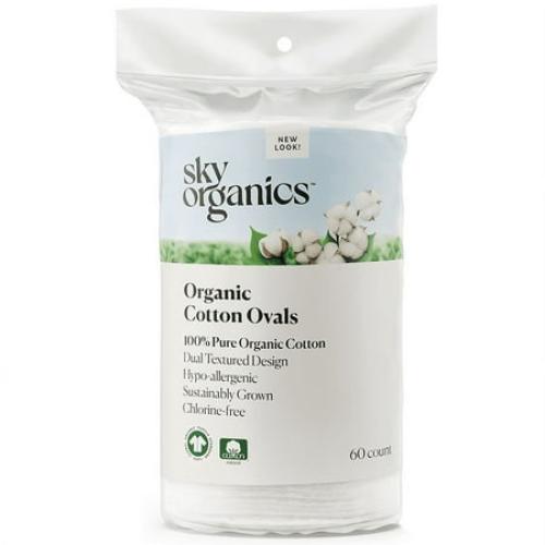 Sky Organics Organic Cotton Ovals for Sensitive Skin for Beauty & Personal Care, 60 Count