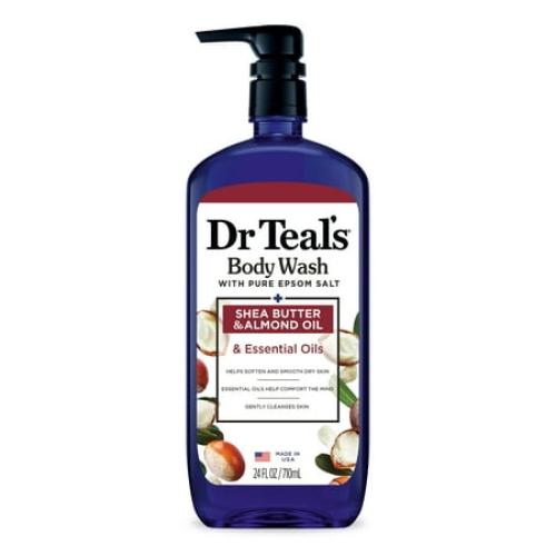 Dr Teal’s Body Wash with Pure Epsom Salt, Shea Butter & Almond, 24 fl oz. 4pk