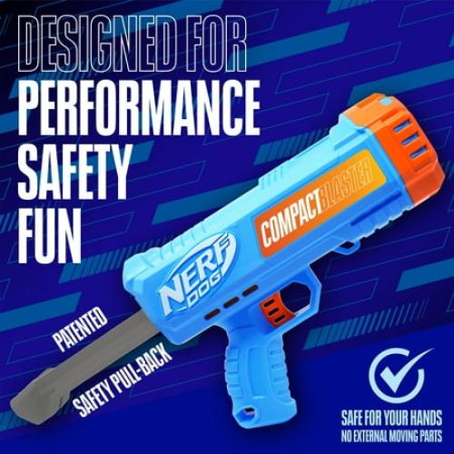 Nerf Dog Compact Blaster Tennis Ball Launcher for Dogs with 2 Balls, 12 inch