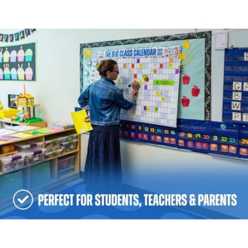 Size  4 x 3 The Big Class School Year Calendar August 2025 - July 2026, Dry Erase, 4 x 3 Feet, Blue