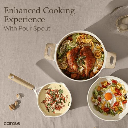 Carote Bon Appétit Collection Nonstick 13 Piece Cookware Set-White