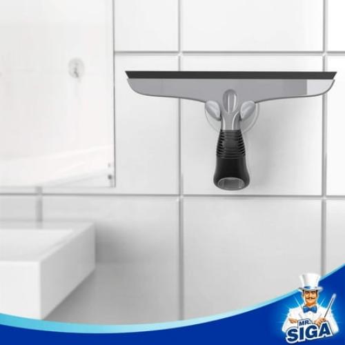 MR.Siga Multi-Purpose Silicon Squeegee Includes Suction Hook, 10 inch, Grey & Black, 1 Pack