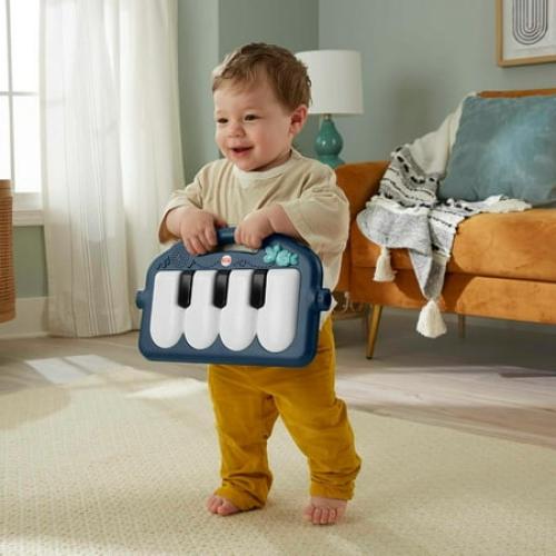 Fisher-Price Baby Gym Playmat With Kick & Play Piano And Tummy Time Toys, Navy Fawn