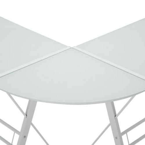 Modern Glass and Metal White L-Shaped Corner Computer Desk by Manor Park
