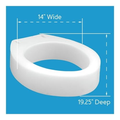 Color White Carex Toilet Seat Riser, Elongated Raised Toilet Seat Adds 3.5 inches to Toilet Height, for Assistance Bending or Sitting, 300 Pound Weight Capacity Toilet Riser