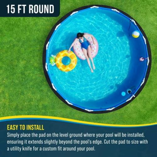 Black 15Ft U.S. Pool Supply Armour Shield 15-Foot Round Heavy Duty Pool Liner Pad for Above Ground Swimming Pools - Protects Pool Liner, Prevents Punctures, Weed Barrier, Eco-Friendly Fabric - Extends Liner Life