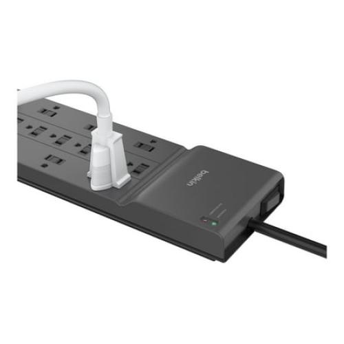 Belkin 12-Outlet Surge Protector w/ 12 AC Outlets & 2.4M Long Flat Plug Heavy-Duty Extension Cord for Home, Office, Travel, Computer Desktop, Laptop & Phone Charger, 3,940 Joules of Protection