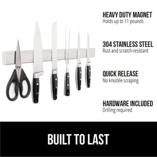 GORILLA GRIP Magnetic Knife Holder, 304 Stainless Steel Wall Mounted Magnet Strip for Knives, 24 Inch